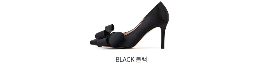 ✨결혼식 하객룩 코디 굿✨루벤스  블랙 새틴 구두 리본 뾰족구두 스틸레토 여성 하이힐 8cm 상세 이미지 3