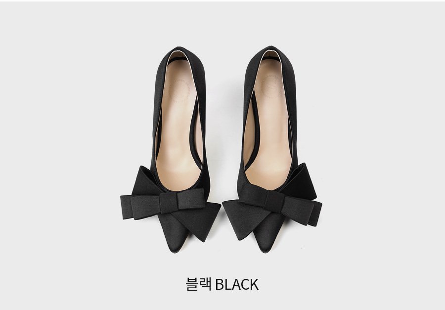 ✨결혼식 하객룩 코디 굿✨루벤스  블랙 새틴 구두 리본 뾰족구두 스틸레토 여성 하이힐 8cm 상세 이미지 30